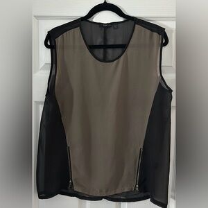 Large sheer green/black zipper sleeveless top